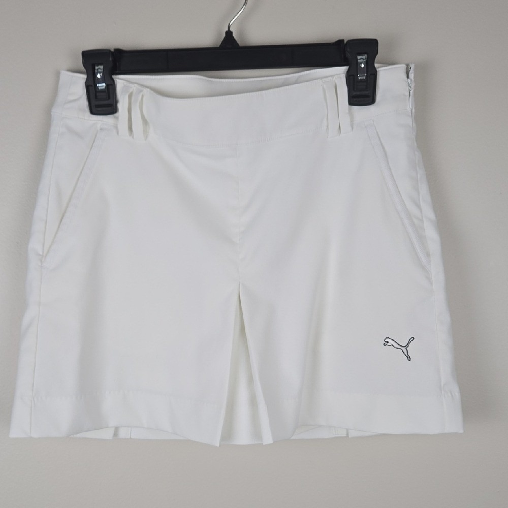 Puma Womens‎ White Golf Skort Size 2 Pleated Front Side Zip Athletic Skirt